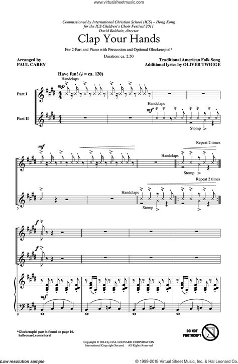 carey clap your hands sheet music for choir 2 part [pdf]