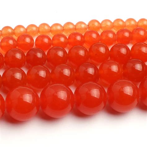 Mm Round Stone Beads Smooth Orange Jades Beads For Jewelry Making