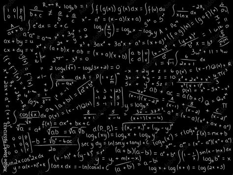 Mathematical Equations On Blackboard Math Maths Formulae Vector De