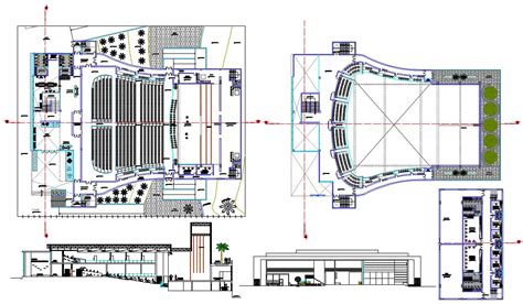 Auditorium Plan With Dimensions Dwg File Cadbull
