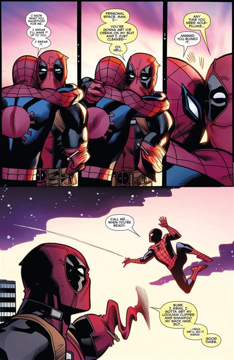 Spider Man And Deadpool Hugging Spideypool Comic Spideypool