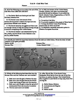 Earn better grades and higher test scores, learn study habits that get fast results, and discover your study persona. Cold War Test--5th Grade Social Studies by Jonathan Feicht | TpT