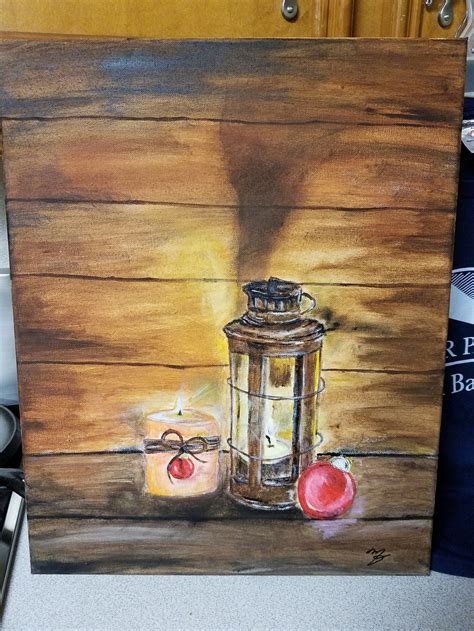 Lantern Against Wood 16x20 Original Acrylic Painting Etsy