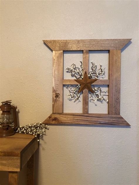 Rustic Primitive Wood Window Frame Rustic Wall Decor With Pip Etsy