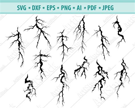 Cricut Silhouette Dxf Thunder Svg Lightning Svg Crack Stencil Svg