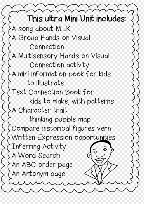 Black History Month First Grade Martin Luther King Jr Day Worksheet Others Mammal Text