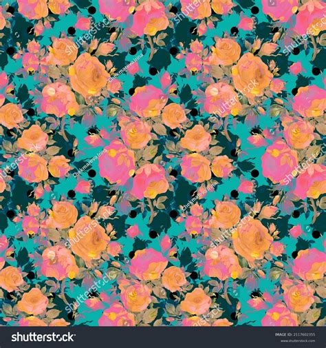 Abstract Floral Seamless Pattern Lovely Roses Stock Illustration
