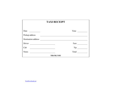 Taxi Cab Receipt Template Card Template
