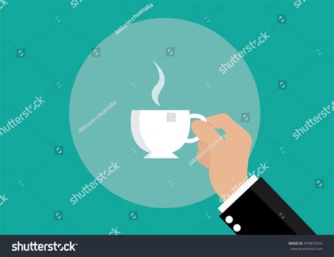 Cartoon Businessman Drinking Hot Coffee Vector Stock Vector Royalty