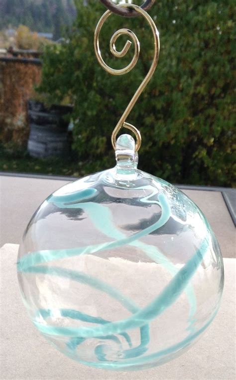Ornament Hand Blown Glass Globe 3 Turquoise And Gold Etsy Glass