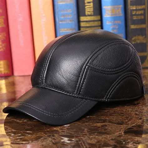 Genuine Leather Baseball Cap Cowhide Leather Hat Mens Fashion Masculino