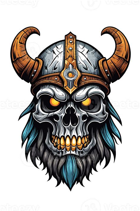 Ai Generated Viking Skull With Horned Helmet Illustration 36554965 Png