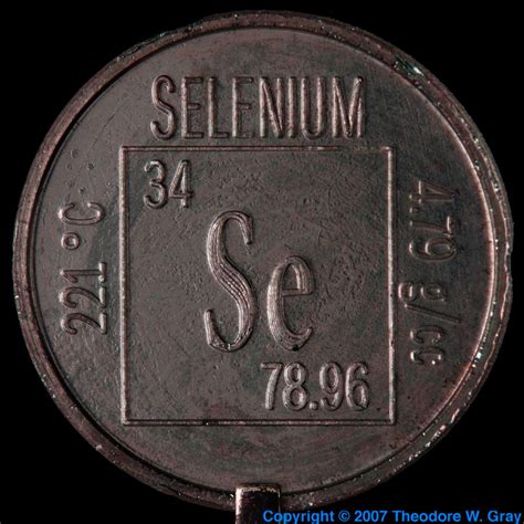 Element coin, a sample of the element Selenium in the ...