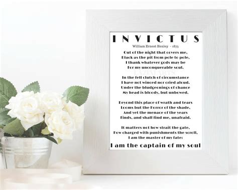 Best Poems Famous Poem Invictus Invictus Poem William Etsy