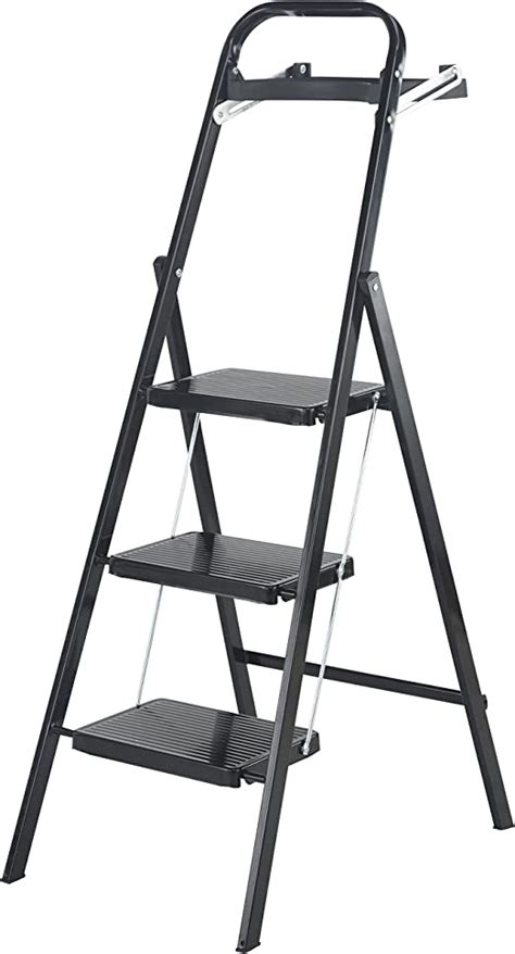 Abru Folding 3 Tread Slimline Step Ladder With High Handrail And Tool