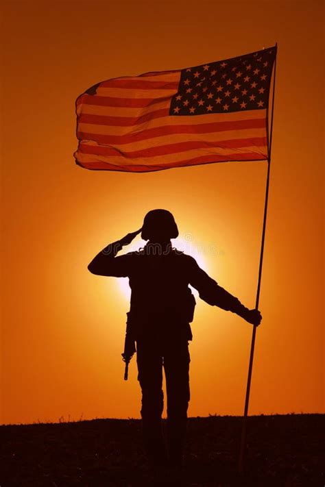 Soldier Saluting Flag