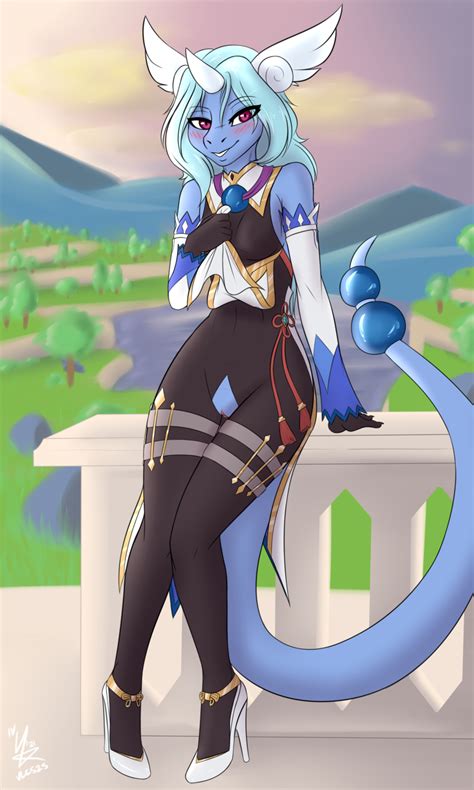 Rule 34 1girls Anthro Blue Hair Blush Breasts Clothed Clothing Cosplay Crotchless Dragon