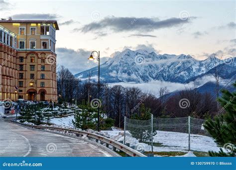 Sochi Russia January 6 2018 Twilight Townscape Of Gorky Gorod