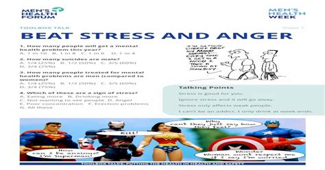 Toolbox Talk Sheet 1 Beat Stress And Angers Health Week · Toolbox