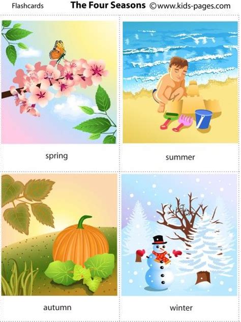 Free Printable Four Seasons Flashcards Atividades De Ingles Aulas