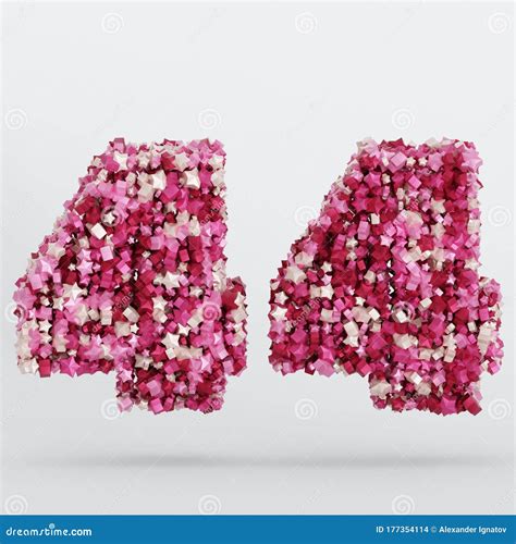 Number 44 3d Text Illustration Digits With Pink And Cream Colors Stars
