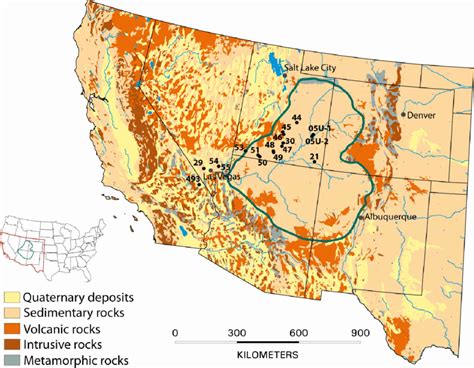 Generalized Geologic Map Of The Southwestern United States Showing The