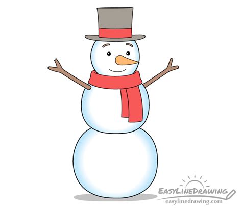 How To Draw A Snowman Step By Step Easylinedrawing