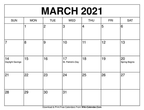 2021 Calendar Write In Month Calendar Printable