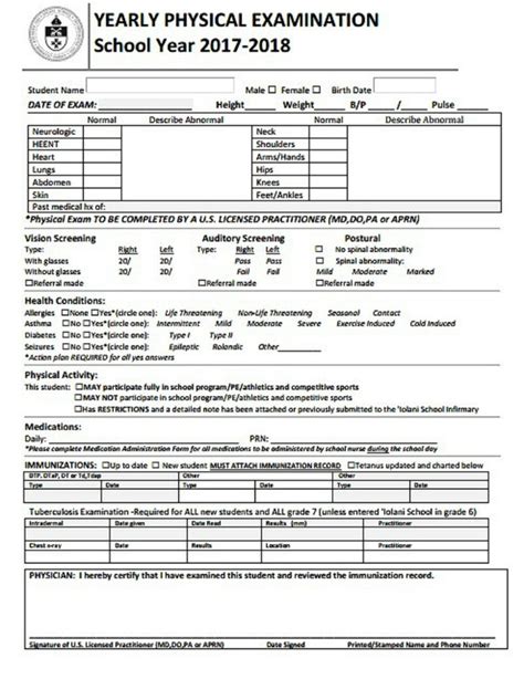 8 Yearly Physical Form Templates Pdf Free And Premium Templates