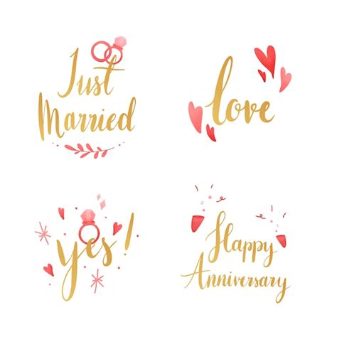 Free Vector Set Of Wedding And Love Typography Vectors