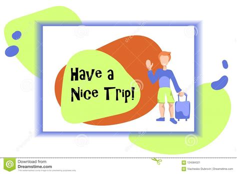 Have A Nice Trip Card With Smiling And Waving Tourist. Happy Tourist Greeting. Travel Card ...