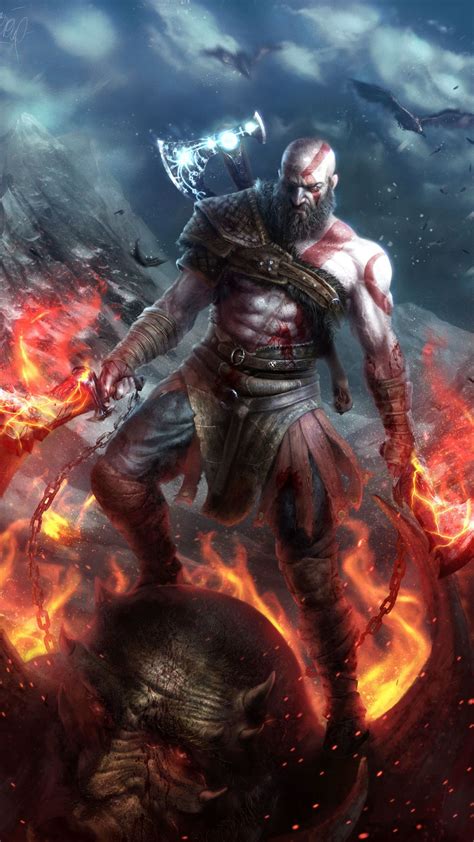 Kratos God Of War Art 1080x1920 Download Hd Wallpaper Wallpapertip