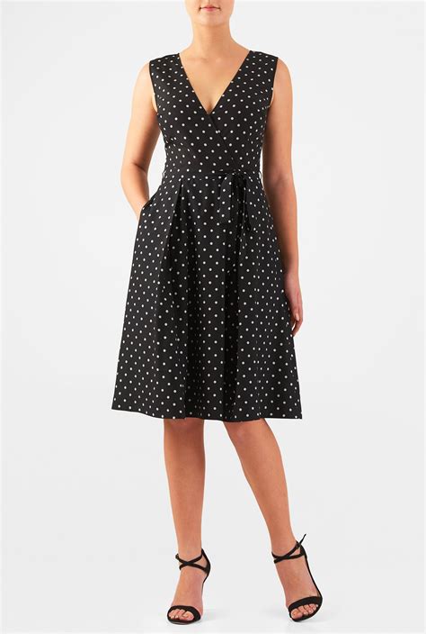 Our Polka Dot Print Crepe Dress Is Styled With A Surplice V Neck And A
