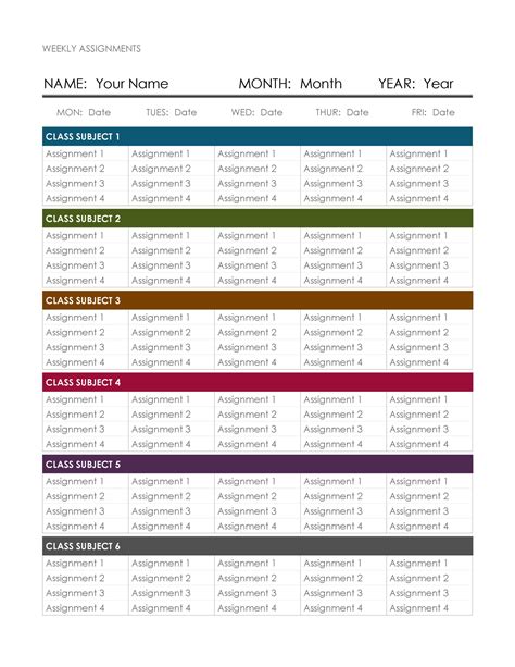 Student Planner Printable For College And High School Classes And