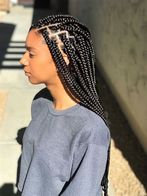 medium small sized box braids black brown box braids protective