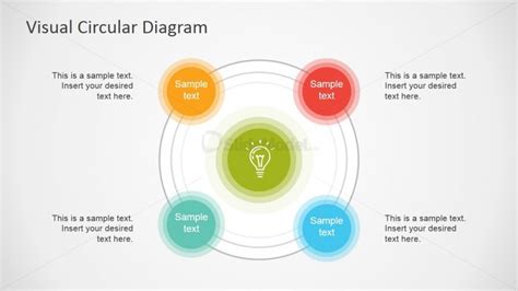 Flat Design Circular 4 Steps Diagram Featuring Lightbulb Slidemodel