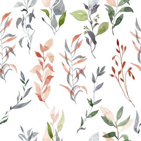 Premium Photo Watercolor Botanical Seamless Pattern