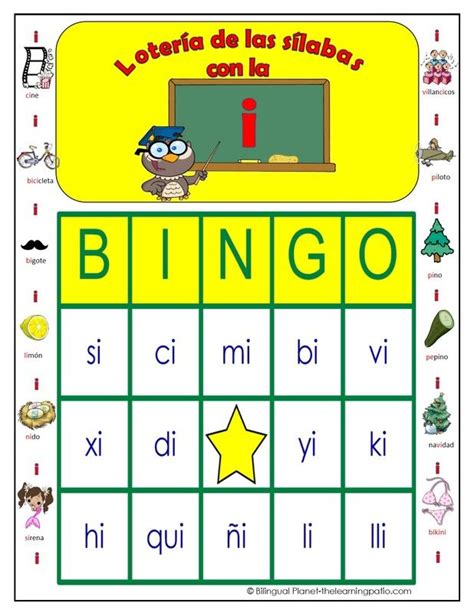 Bingo Lotería De Las Sílabas 25 Tarjetas De Juego Dos Idiomas Es Un