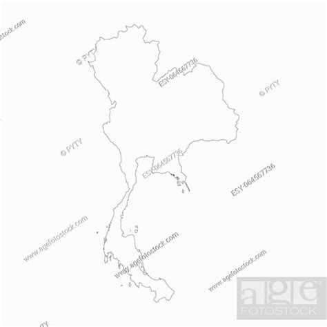 Thailand Country Thin Black Outline High Detailed Map Vector Illustration Isolated On White