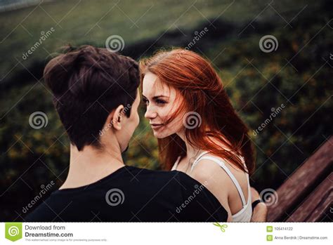 Love Story Of The Beautiful Young Man And Woman Stock Photo Image Of
