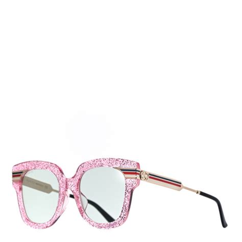 Gucci Acetate Square Frame Web Glitter Gg0281s Sunglasses Pink 1062447 Fashionphile