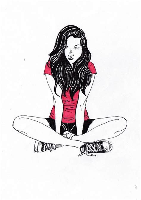 Cross Legged Sitting Girl In Red By Mapu502 On Deviantart