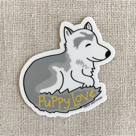 Puppy Love Husky Dog Vinyl Sticker Cute Dog Sticker Etsy Cool