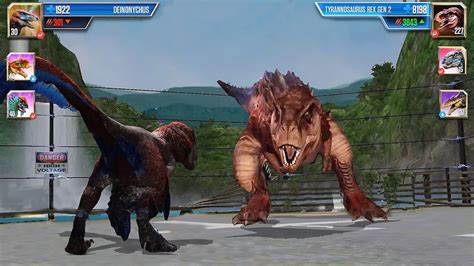New Deinonychus Vs Tyrannosaurus Rex Gen 2 Dinosaur Fighting Jurassic World The Game Youtube