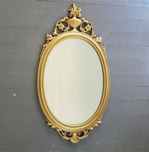 Vintage Gold Oval Mirror Large Ornate Framed Retro Hollywood Regency