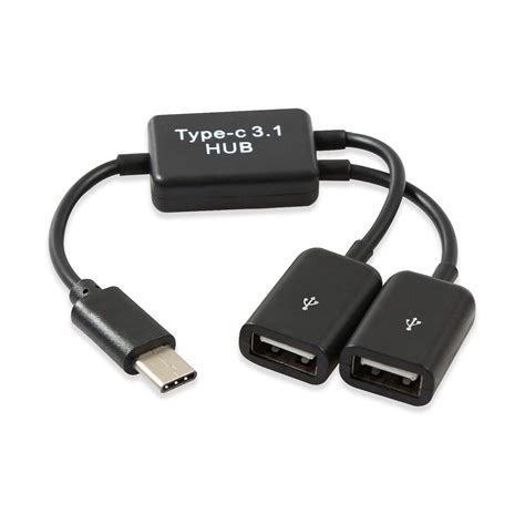 Type C Otg Usb 31 Male To Dual 20 Female Otg Charge 2 Port Hub Cable