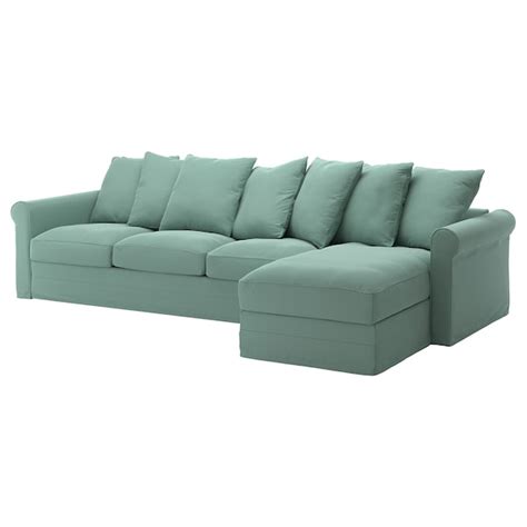 GRÖNLID Trekk til 4-seters sofa - med sjeselong, Ljungen lys grønn - IKEA