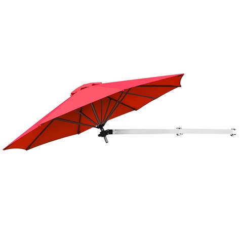 Topbuy 8ft Wall Mounted Cantilever Umbrella Patio Adjustable Tilting
