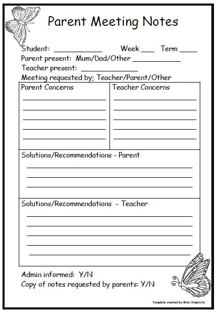 Parent Meeting Notes Template In Word And Pdf Meeting Notes Template