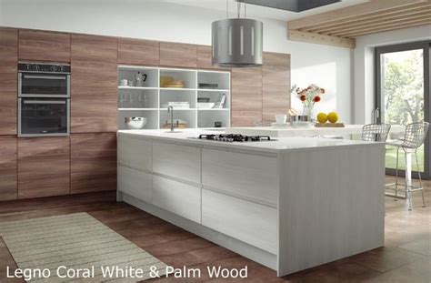 If you select this white woodgrain look for your replacement cabinet doors, get ready to work with contrasts. Legno Handleless Wood Grain Effect Kitchen Doors | Classy ...